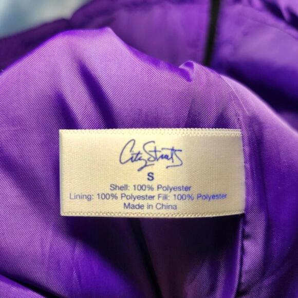 City Streets Stylish Purple Hooded Puffer Vest - Picture 5 of 6